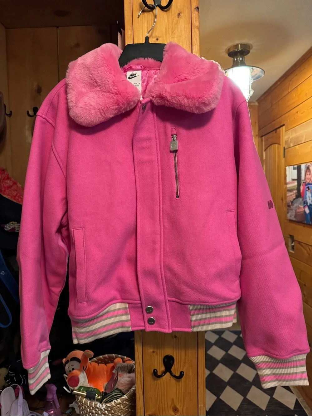$300 Nike Naomi Osaka Full Zip Varsity Wool Jacket Pink Women’s XS HV2058-675